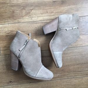 RAG & BONE Suede Zipper Ankle Booties MARGOT Stone